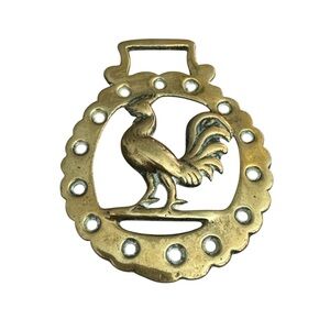 Vintage Cockerel Horse Brass Medallion Amulet English Harness Ornament Rooster